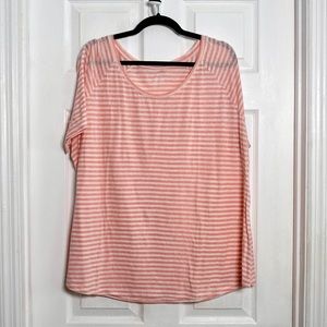 Lane Bryant pink and white stripe tshirt